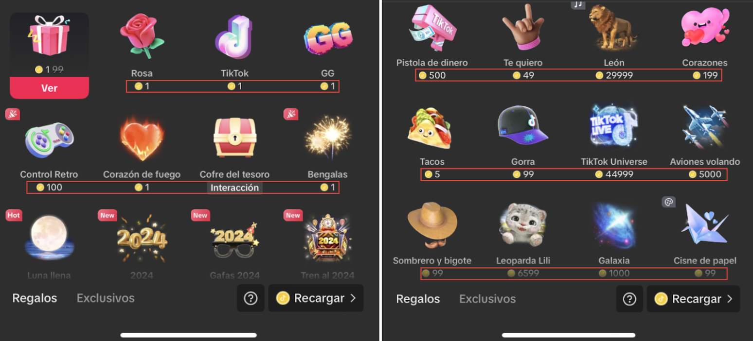 calculadora de regalos de tiktok